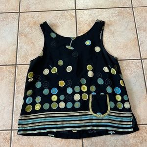 Vintage Adorable Martini Themed Summer Tank Top‎ Button BACK, Sz Small